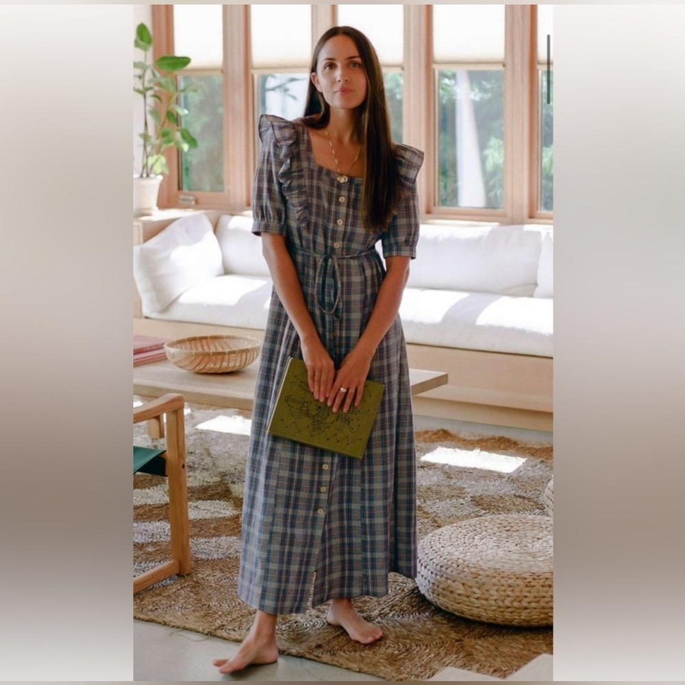 Christy Dawn Darcy dress in blue azure plaid, small - Picture 2 of 9